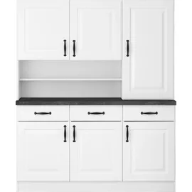 WIHO KÜCHEN Küchenbuffet Erla 150 x 50 x 181 cm Schwarz Weiß