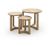 MCA Furniture Couchtisch 3er Set Massivholz Asteiche massiv