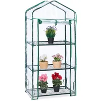 Relaxdays Gewächshaus Balkon, 3 Ebenen, Anzuchtregal HxBxT: 128 x 60 x 40 cm, PVC Foliengewächshaus, transparent-grün