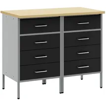 vidaXL Werkbank Holzwerkstoff 100 x 55 x 85 cm Schwarz/Grau
