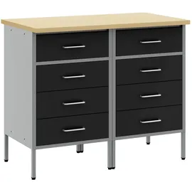 vidaXL Werkbank Holzwerkstoff 100 x 55 x 85 cm Schwarz/Grau