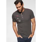 MAN'S WORLD Henleyshirt MAN'S WORLD, Herren, Gr. S (44/46), grau, Single Jersey, Obermaterial: 100% Baumwolle. Besatz: 100% Baumwolle, bedruckt, Rundhals, Shirts, Kurzarm, lässige Passform, bedruckt, Rundhals, casual, Topseller