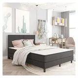 vidaXL Boxspringbett Dunkelgrau Stoff 140x200 cm