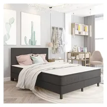 vidaXL Boxspringbett Dunkelgrau Stoff 140x200 cm