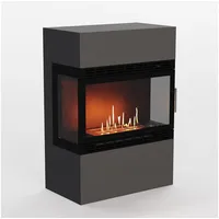 GLOW FIRE Echtfeuer-Dekokamin Lillesand XL Vision Ethanol Kamin, Bioethanol Kamin mit 3h Brenndauer, Heizleistung bis 2KW grau