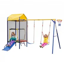 fannou Multifunktionales Outdoor-Spielgerät mit Rutsche und Schaukel Blau