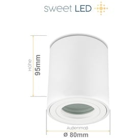 Sweet Led Aufbaustrahler Bad GU10 Aluminium weiß IP44 Aufbauspot 230V - Weiß