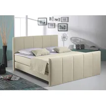 Home Affaire Boxspringbett HOME AFFAIRE "Portland", beige, B:108cm L:216cm, Strukturstoff-Bezug (100% Polyester), , Komplettbetten, Boxspringbett, in 3 Breiten, 3 Matratzenarten und 2 Härtegraden, incl. Topper