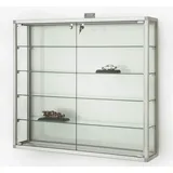 MHN Wandvitrine T 19 x B 98 x H 88 cm - breite Sammler Hängevitrine abschließbar - große Glas-Vitrine Wand hängend - Sammlervitrine Aluminium CPr - ohne Beleuchtung