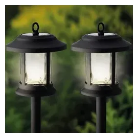 MARELIDA LED Solar Gartenleuchte 3in1 Laterne/Hängeleuchte/Wegleuchte H: 32cm 2er Set