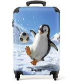 NoBoringSuitcases.com Kinderkoffer, Kinder Koffer, Koffer Kinder, Kinder Reisekoffer, Trolley Kinder, Kinder Koffer mit Rollen, Reisekoffer, Koffer 10kg, Handgepäck 55x40x20 cm (Pinguin - Weiß)