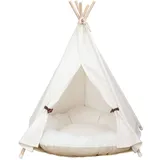 little dove,Hunde-Tipi-Zelt, Hause und Zelt mit Spitze für Hund oder Haustier, abnehmbar und waschbar mit Matraze,Weisse (L)