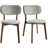 Skandinavische Stühle aus dunklem Holz und grauem Stoff (2er-Set) FAUVETTE