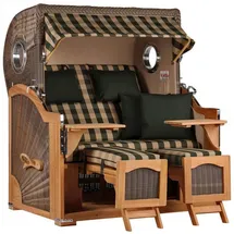 Mr. Deko Strandkorb Düne Grande Bullauge Teak PE Grey Dessin 506