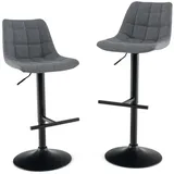 COSTWAY Barhocker (2er Set), Küchenstuhl drehbar & höhenverstellbar, mit Fußstütze grau