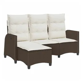 vidaXL Gartensofa mit Liegefunktion Kissen L-Form Braun Poly Rattan