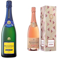 Champagne Heidsieck & Co. Monopole Blue Top Brut (1 x 0.75 l) & Rosé Top Brut Champagner mit Geschenkverpackung, 750ml (1er Pack)