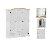 vidaXL Kleiderschrank Corona Weiß 151,5x52x186 cm Massivholz Kiefer