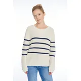 HaILY’S Strickpullover "LS C SK Vi44olet", Damen, Gr. XL, blau (cream, navy stripe), Strick, Obermaterial: 70% Baumwolle, 30% Polyester, gestreift, hüftbedeckend, V-Ausschnitt, Pullover Strickpullover