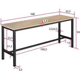 Tectake 2er Set Sitzbank, Industrial Style, Belastbarkeit 200 kg, 108 x 32,5 x 50 cm
