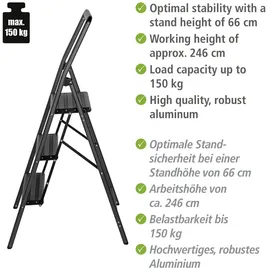 Wenko Alu-Klapptrittleiter Compact 3-stufig Schwarz