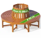 CASARIA Casaria® Baumbank Sitzbank Wetterfest Holz FSC®-zertifiziert 320kg Belastbarkeit Rückenlehne 360° Rundbank Garten Bank Baumbank Eukalyptus Ø190x80cm Braun