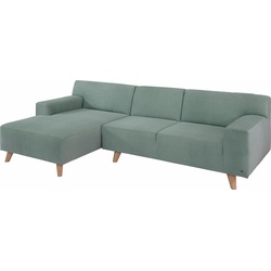 Ecksofa TOM TAILOR HOME „NORDIC PURE“ Sofas Gr. B/H/T: 266 cm x 77 cm x 151 cm, Vintage Webstoff TUS, Recamiere rechts, grau (soft graphite tus 9) Ecksofas mit Recamiere, im Retrolook, Füße wengefarben