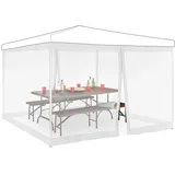 Relaxdays Moskitonetz für 3 x 3 m Pavillon, 2 Seitenteile, mit Reißverschluss & Klettband, 12 m XL Mückennetz, weiß