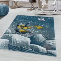 SIMPEX KinderTeppich, Pinguin-Iglu-Design, Teppich Blau, 160 x 230 cm, Teppich für Kinder, Teppich Kinderzimmer