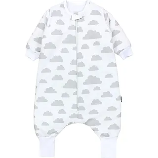 TupTam Baby Schlafsack mit Beinen und Ärmeln OEKO-TEX zertifizierte Materialien, Winterschlafsack 2,5 TOG Unisex, Farbe: Wolken Grau, Größe: 68-74 - 68/74
