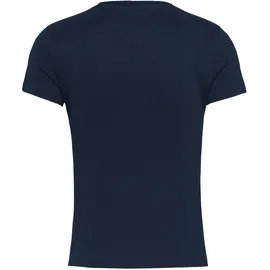 Tommy Hilfiger Tommy Jeans Damen T-Shirt Kurzarm Essential Logo Tee Slim Fit, Blau (Dark Night Navy), S - S