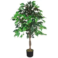 Decovego Kunstpflanze Ficus Benjamin, Kunstbaum im Topf, mit Echtholzstamm,