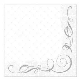 Papstar Servietten "ROYAL Collection" 1/4-Falz 40 cm x 40 cm silber "Megan"
