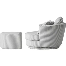 Home Affaire Drehsessel MAISIE Velours/Cord 120 x 86 x 173 cm Grau mit Hocker