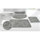 my home Badematte Sanremo, Badvorleger, Badezimmer Teppich, sehr weich, Höhe 30 mm, rutschhemmend beschichtet, fußbodenheizungsgeeignet, schnell trocknend, Polyester, rechteckig, Badteppich, unifarben, rechteckig, rund & als 3-tlg. Set erhältlich grau rechteckig | 55 cm x 50 cm x 30 mm