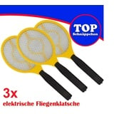 TRANGO Moskitonetz (3er Set FL2004-3 elektrische Fliegenklatsche - Mückenfänger - Obstfliegenfänger - Fliegenfänger, 3 St., Spinnenfänger – Mückenjäger), Insektenjäger - Fliegenschläger - Betrieb mit 2X AA 1.5 Volt Batterie