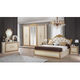 Interdesign24 Schlafzimmer-Set Giulia, (6-teilig, im klassischen Barock Stil), in Beige/Gold Hochglanz