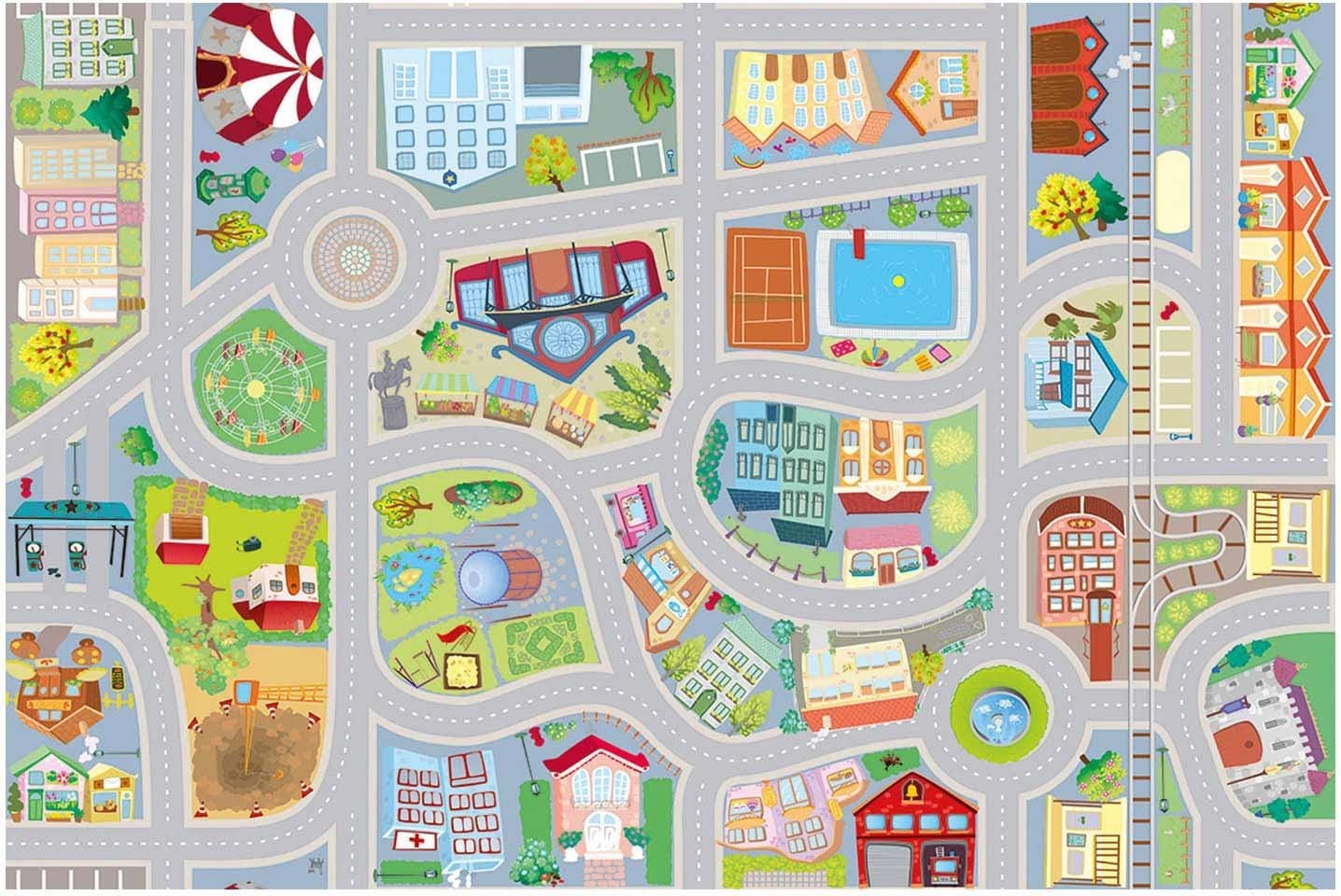 Achoka, Spielteppich + Spielmatte, Spielmatte Stadtverkehr, 100x150cm (150 x 100 cm)