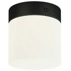 Licht-Erlebnisse Kleine Deckenleuchte Weiß Schwarz Glasschirm IP44 Zeitlos rund Ø10cm CAYO Badlampe Deckenlampe, NO1/3/0816