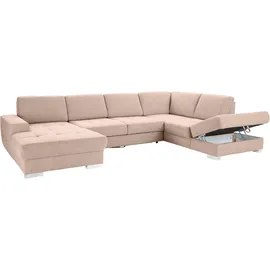 sit&more Wohnlandschaft SIT & MORE "Santorini U-Form", beige, B:340cm H:82cm T:224cm, Luxus-Microfaser ALTARA NUBUCK (100% Polyester) / Struktur (100% Polyester);Flachgewebe (100% Polyester) / Struktur (100% Polyester), Sofas, Wohnlandschaft, mit Federkern und