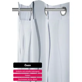 MY HOME Gardine MY HOME "Dimona" Gr. 1, bunt (weiß, silberfarben, grau), B:140cm H:145cm, Voile, Polyester, Gardinen, Gardine, 2-er Set, transparent, Voile, Polyester, Wellen