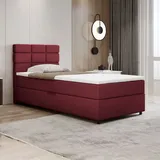 panda möbel Boxspringbett 100x200, mit Bettkast und Topper - rot
