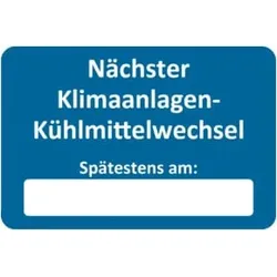 Eichner Kundendienstaufkleber, Text: Nächster Klimaanlagen-Kühlmittelwechsel
