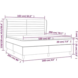 vidaXL Boxspringbett mit Matratze Hellgrau 160x200 cm Stoff1394424