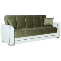 Dmora Schlafsofa Luis, 3-Sitzer-Container-Schlafsofa aus Kunstleder und Stoff, 220x84h91 cm, Weiß und Dunkelgrau