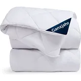 Blumtal Ganzjahresdecke 200x200 cm - Alljahresdecke 200x200 cm - Decke mitteldick 200x200 cm - Decke für das ganze Jahr Füllmenge 300 gsm - Weiß
