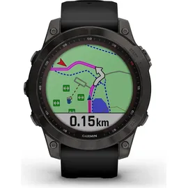 Garmin fenix 7 Sapphire Solar schiefergraues DLC-Titan mit schwarzem Armband