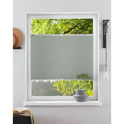 Plissee MY HOME "DAHRA - in Crush-Optik" Gr. 8, grau (hellgrau), B:110cm H:130cm, Obermaterial: 100% Polyester, Plissees, Fixmaß, Bestseller mit über 5500 4,5-Sterne-Bewertungen, Klemmträger