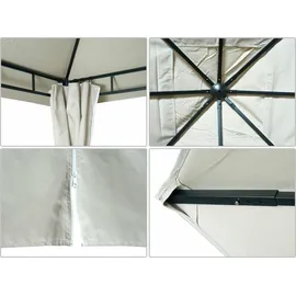 Mendler Pergola HWC-J63 3 x 3 m inkl. 1 Seitenteil Beige/Weiß