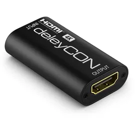 deleyCON HDMI Repeater Signal Verstärker HDMI Verstärker 4K bis 18m - HDCP 3D Buchse zu Buchse - Schwarz